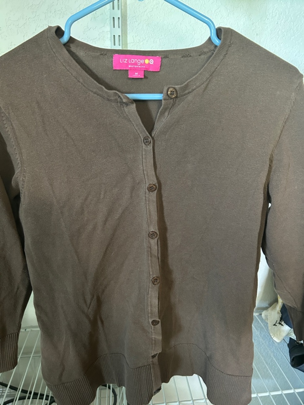 Liz Lange Brown Maternity Button-Front Cardigan